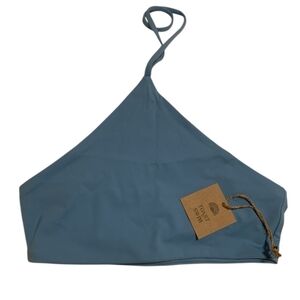 NWT Free People x Toast Swim Halter Signature Apex Bikini Top Blue XS